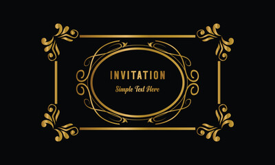 Gold invitation frame floral template element graphic