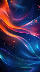 Obraz premium Dynamic light trails in radiant spectrum for vivid abstract background design with fluid shapes and glowing particles