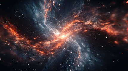 Fototapeta premium Abstract galaxy cosmos nebula with glowing stars and celestial cloudscape cosmic vista space