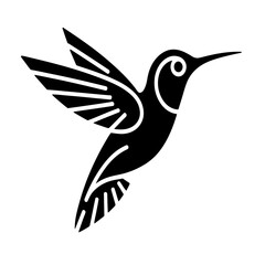 Minimalist Hummingbird Logo, Black and White Vector Bird Illustration, Modern Monochrome Design