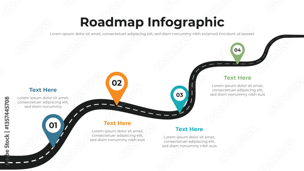 Wall mural roadmap infographic presentation layout fully editable.