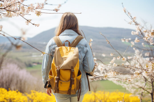 Conceptual Generative AI photo collage of people surrounded by spring vibe sunny day weather nature