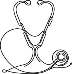 Stethoscope continuous line art drawing black vector