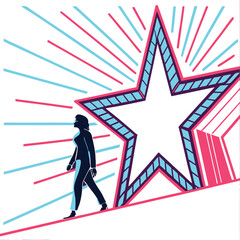 Star and Person Walking Towards Achievement
