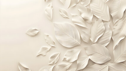 Delicate floral embossed surface with soft beige tones, luxury artistic background for modern elegant decorative designs and textures.