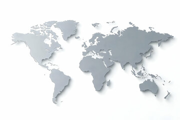 Obraz premium Stylish gray world map on a white background, symbolizing global connectivity and exploration in modern technology.