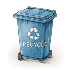 blue trash can