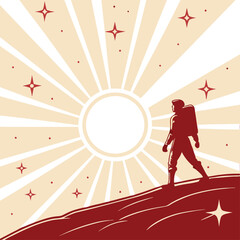 Space Explorer Under Sun and Stars
