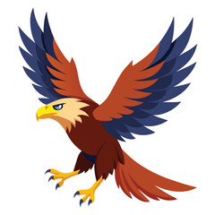 Fototapeta premium Majestic Cartoon Bald Eagle Vector Illustration with Bold Colors and Dynamic Wings