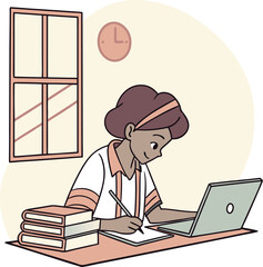 Study Room with Desk, Laptop, and Books