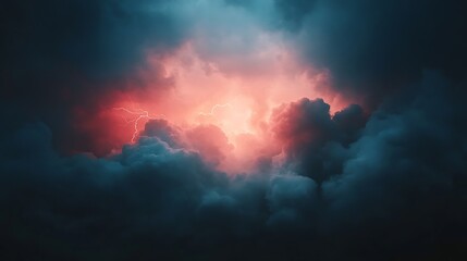 Obraz premium Dramatic stormy clouds with lightning.