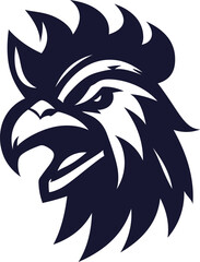 Fierce Chicken Mascot Silhouette Icon vector , Aggressive Rooster Logo vector 