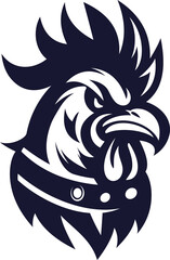 Fierce Chicken Mascot Silhouette Icon vector , Aggressive Rooster Logo vector 
