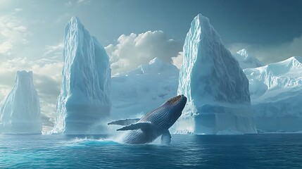 Orca Whale in Arctic with Perfectly Mirrored Reflection Beautiful Scenery