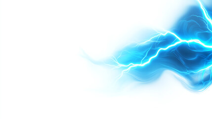 A vivid representation of electric energy, showcasing bright blue lightning bolts against a white background
