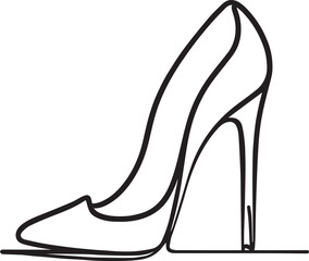 Trendy high heel continuous line art drawing black vector