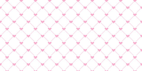 All over seamless vector repeat pattern with ditsy pink hand drawn doodle hearts tossed on white background. Simple cute Valentines day background