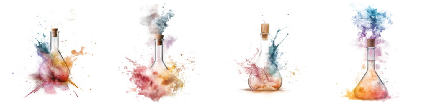 Colorful Smoke and Watercolor Splashes with Lab Glassware Effects