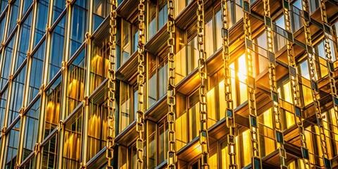 Fototapeta premium Luxurious Gold Chain Background: Abstract Architectural Photography
