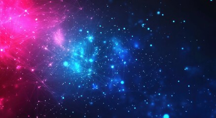 Fototapeta premium Abstract digital artwork of a glowing network in space