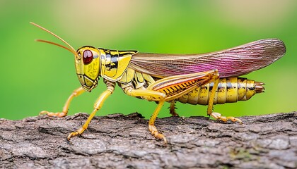 Vibrant Grasshopper on Branch.