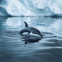 Perfectly Symmetrical Killer Whale Crystal Reflection in Still Ocean Waters