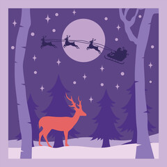 3D Christmas Deer With Santa Sleigh Layered Papercut