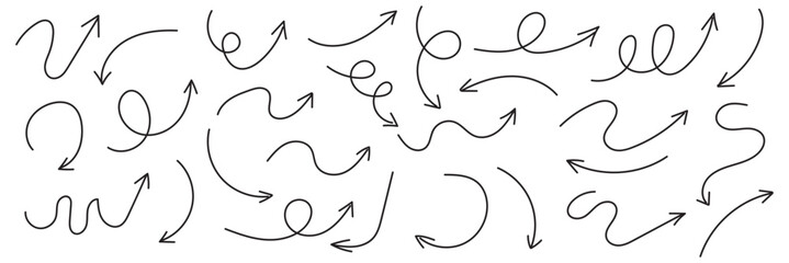Hand drawn arrow vector icons set. sketch arrow design for business plan and education.
