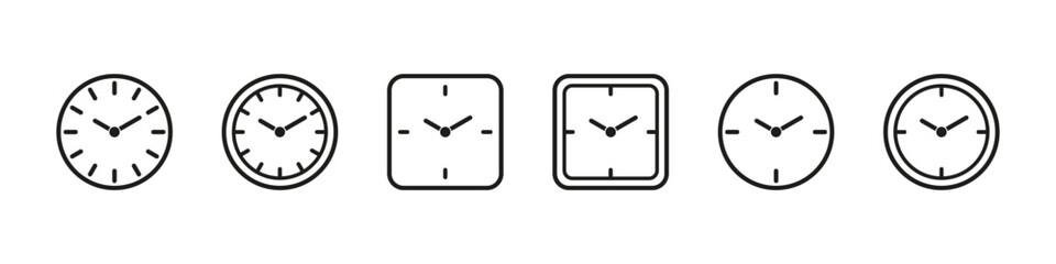 Time icon. Clock sign vector set. Time sign isolated clockface. Simple hour watch symbol.