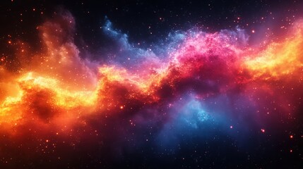 Naklejka premium Vibrant interstellar clouds painting cosmic canvas, showcasing stellar birth