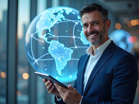 AI, Translation system multilingual language translation technology concept, Businesswomen auto translate language with artificial intelligence, businessman touching virtual screen