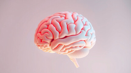 Futuristic illustration of a human brain with glowing neural connections, set against a vibrant purple background.