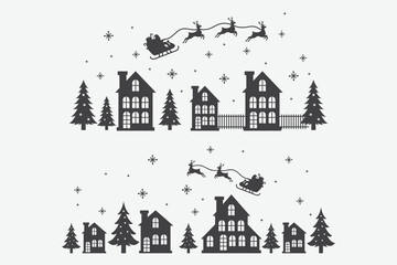  Christmas Village Window Decal SVG