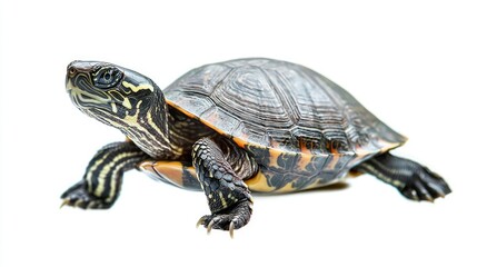 Fototapeta premium River Turtle Isolated on White Background