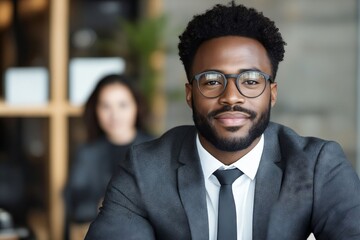 Fototapeta premium A man in a suit and tie sitting at a table