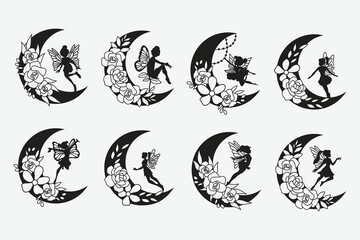 Moon Fairy Silhouette SVG Collections