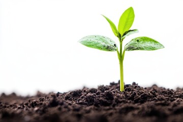 Fototapeta premium A close-up of a growing tree seedling, isolated on white background.
