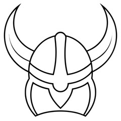 Viking Helmet Line Art Drawing
