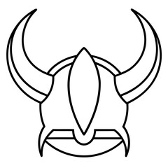 Viking Helmet Line Art Drawing