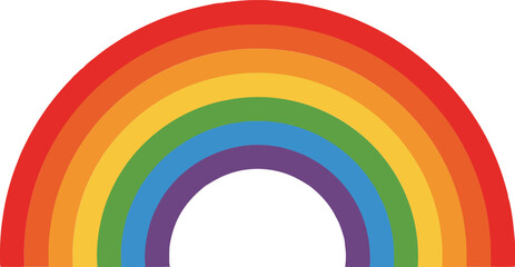 Obraz premium Colorful rainbow arch with vibrant stripes in flat design style showcasing a joyful atmosphere in vector art