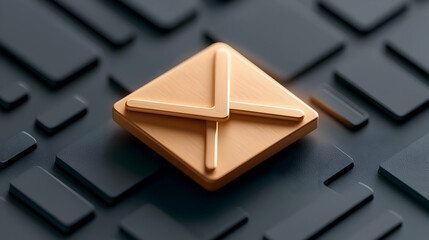 Metallic Email Notification Icon on Dark Geometric Background