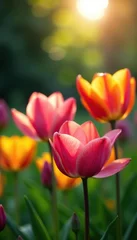 Close-up of colorful petals blooming under the sunlight in a garden,  close-up,  nature