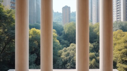 Fototapeta premium Cityscape View Through Columns