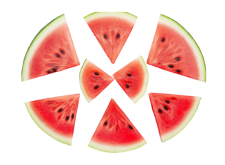 Watermelon slices arranged in the shape of an octagon on Png Format and Transparent Background