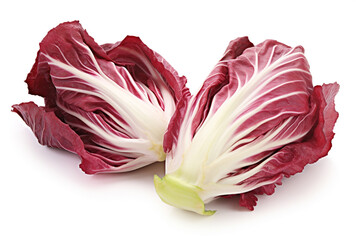 Fototapeta premium Close-Up of Vibrant Purple Radicchio on a White Backdrop