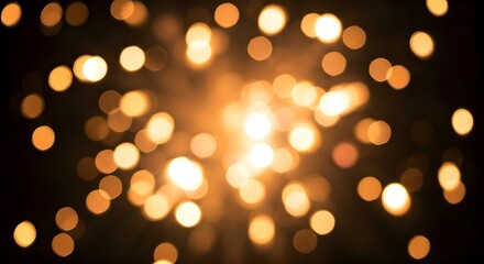 Obraz premium A hazy, glowing background with golden fairy lights and a festive atmosphere, AI Generated
