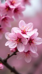 Fototapeta premium Close up shot of beautiful pink cherry blossom flowers blooming in spring season, sakura, nature