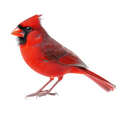A Red Northern Cardinal Bird, Red canary Serinus conaria on Png Format and Transparent Background