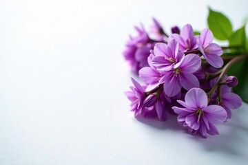 Cluster of vibrant purple flowers on a white surface,  vibrant,  white