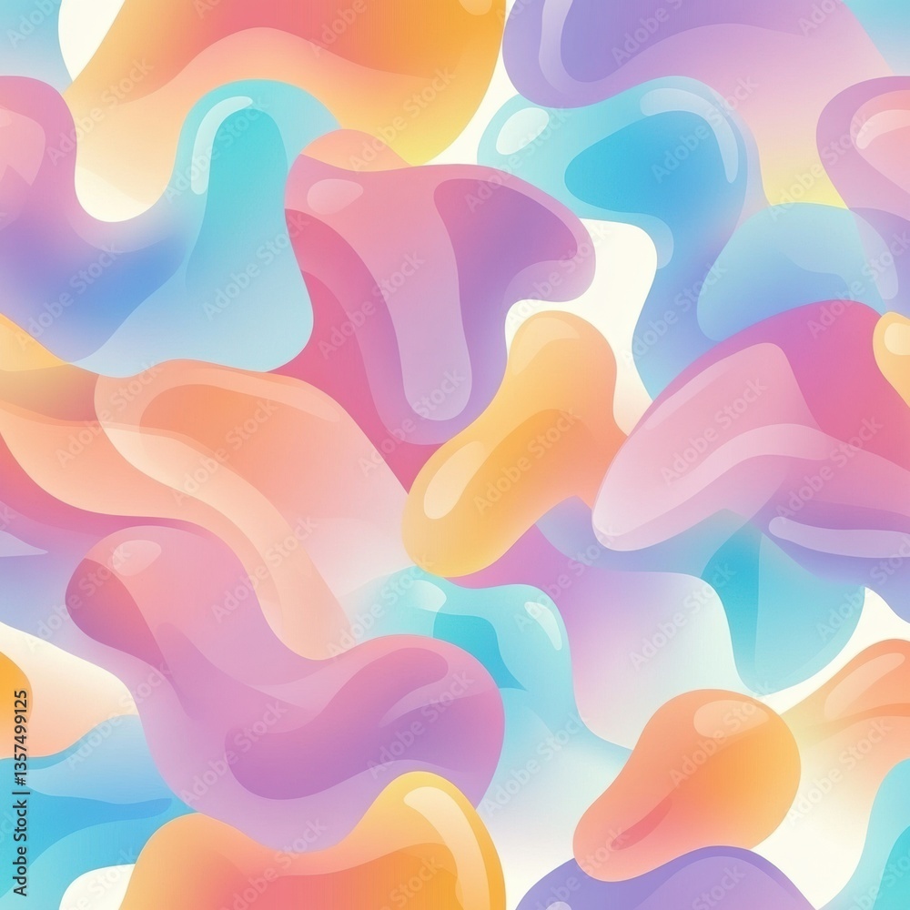 Aufkleber Colorful jelly pattern with translucent shapes creating a playful and fun aesthetic for creative designs Generative AI